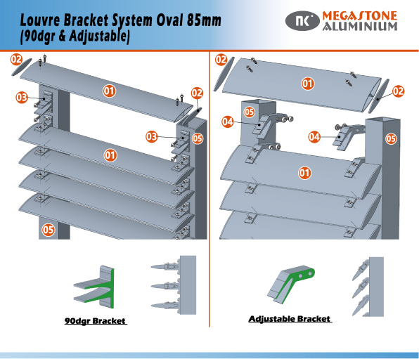 Louvre Bracket System Oval 85mm