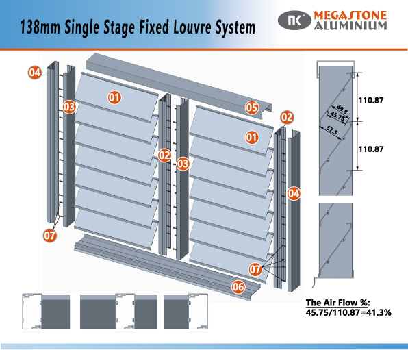 138mm Single Stage Fixed Louvre