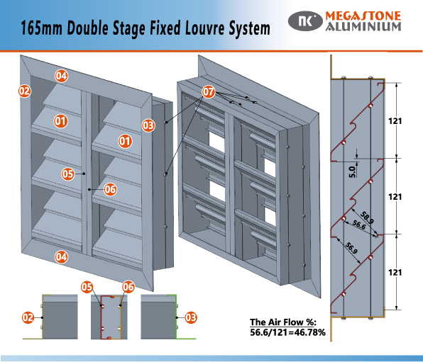 165mm Double Stage Fixed Louvre