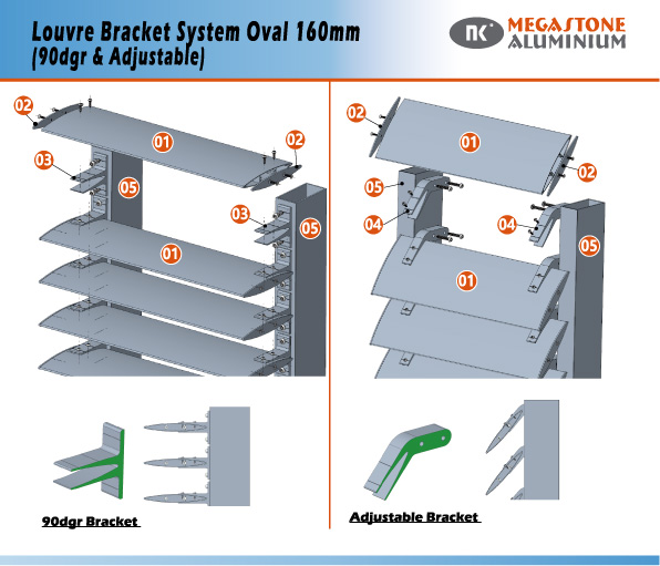 Louvre Bracket System Oval 160mm