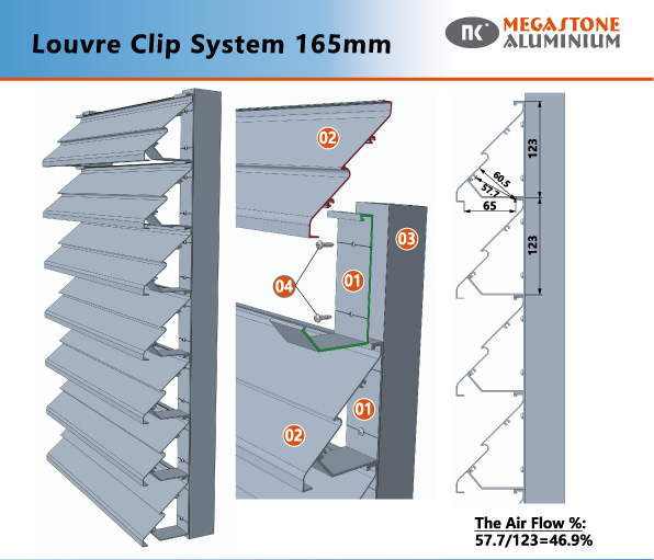 Louvre Clip System 165mm